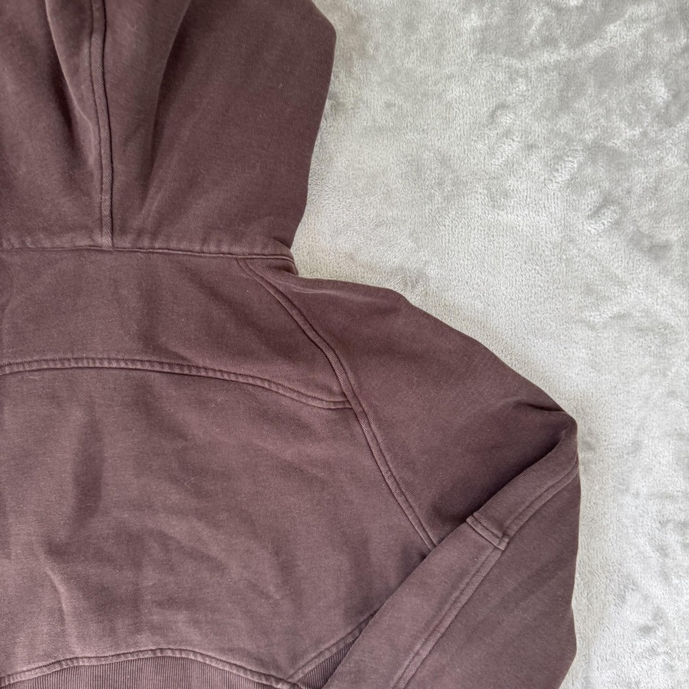 Lululemon Scuba Hoodie Womens Small Brown 1/2 Zip Cropped Kangaroo Pocket - Picture 11 of 16